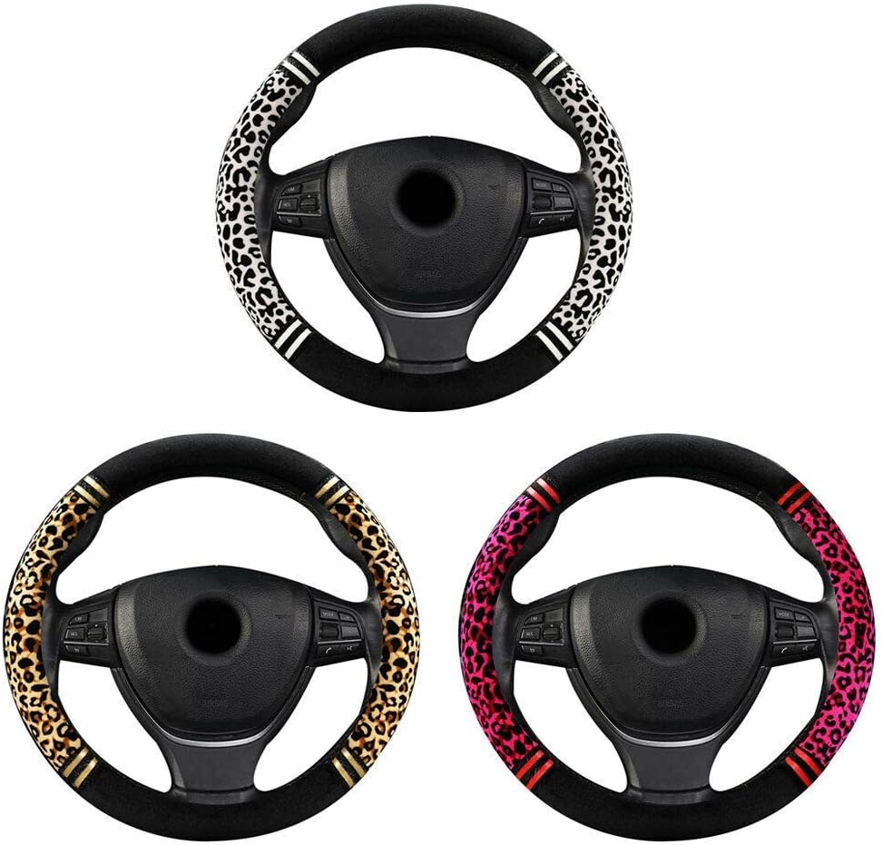 Riloer Universal Anti-Rutsch-Lenkradabdeckung, Leopard Print Protector Autoabdeckung für Auto, LKW,