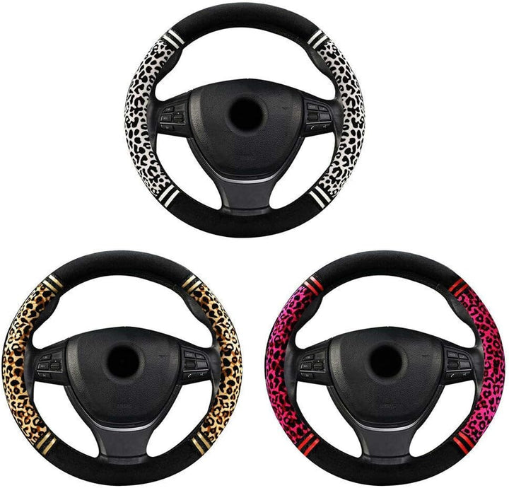 Riloer Universal Anti-Rutsch-Lenkradabdeckung, Leopard Print Protector Autoabdeckung für Auto, LKW,
