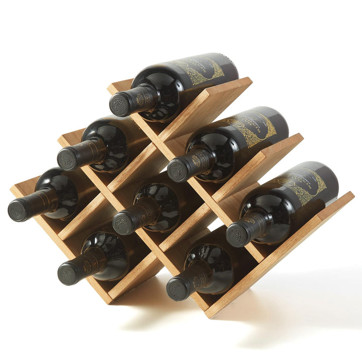 KIRIGEN hölzernes 8-Flaschen-Weinregal, 3-stufiges Holz-Wein-Displayregal, Stand- und Theken-Weinauf