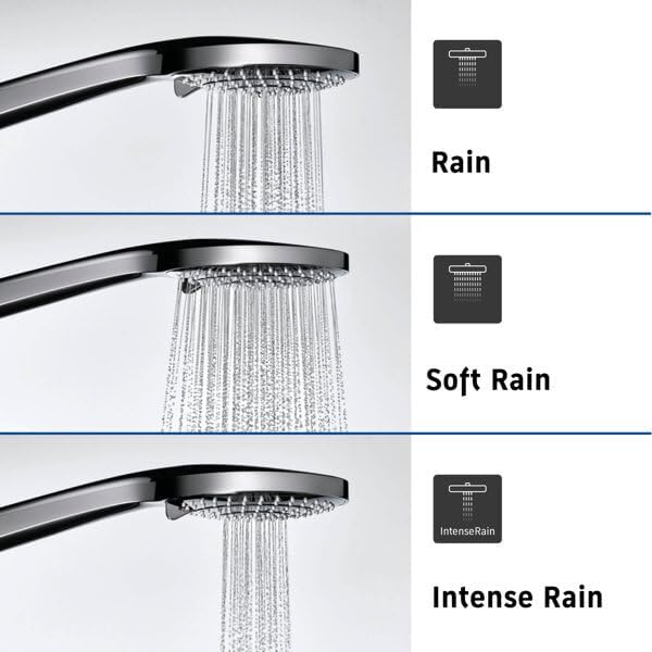 Duravit Universal Duschkopf, Duschbrause mit 3 Strahlarten (Rain, Intense Rain, Soft Rain), Handbrau