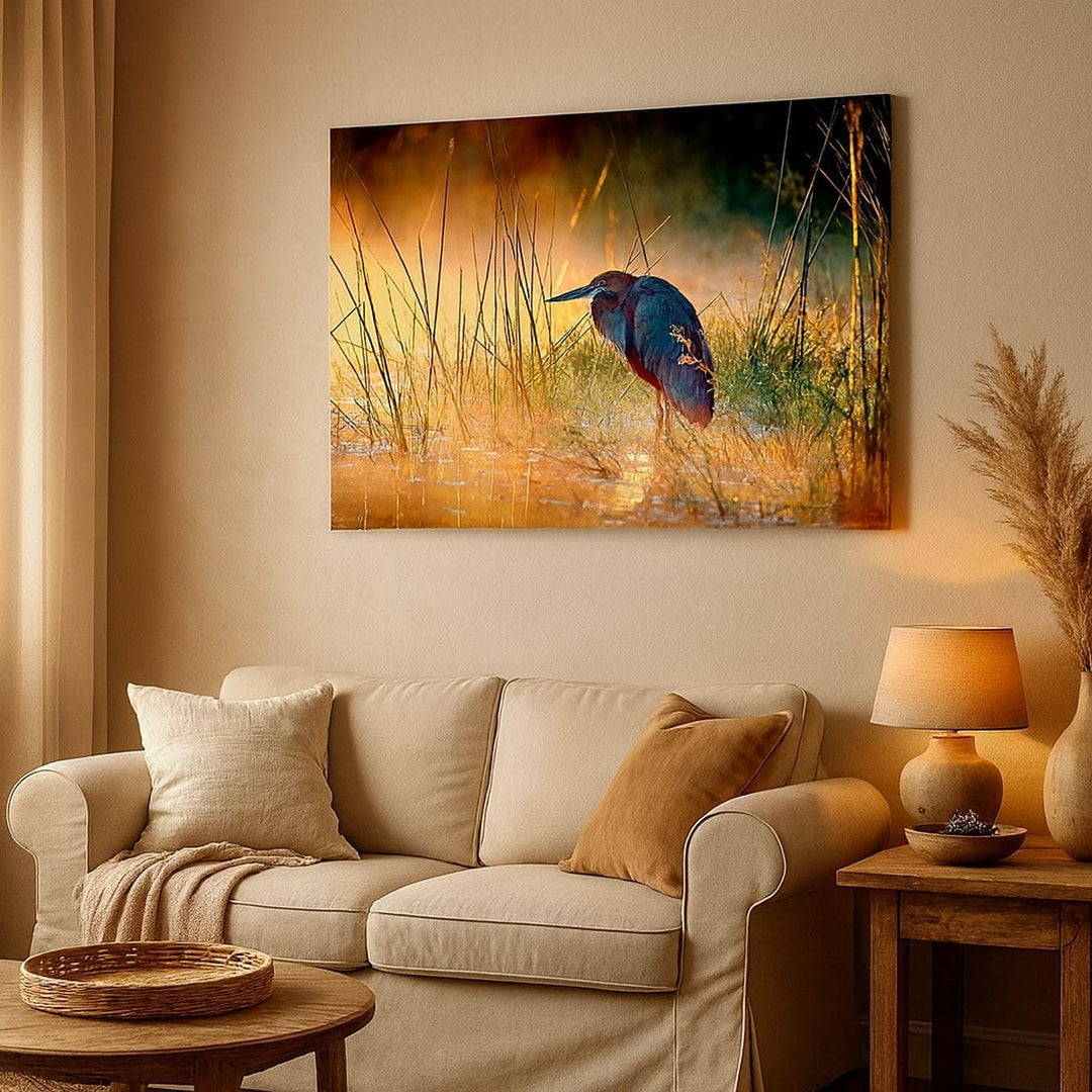 Bilder auf Leinwand 100x70cm Leinwandbild mit Rahmen Vogel Natur Wasser Gross Wanddeko Bild Schlafzi