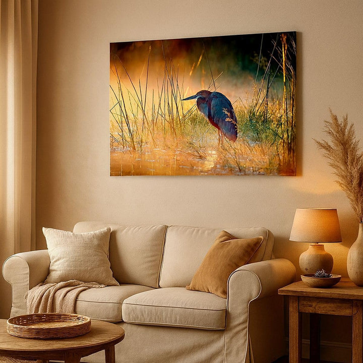Bilder auf Leinwand Vogel Natur Wasser Leinwandbild mit Rahmen 70x50cm Wandbilder Dekoration Wohnzim