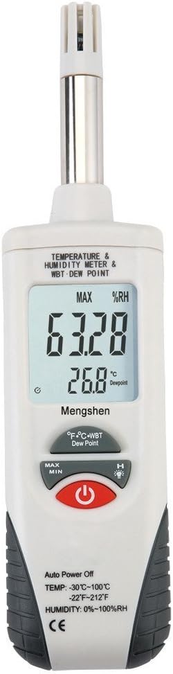 Mengshen LCD Digitales Psychrometer - Temperatur und Feuchtigkeitsmesser Relative Feuchtemessung Wet