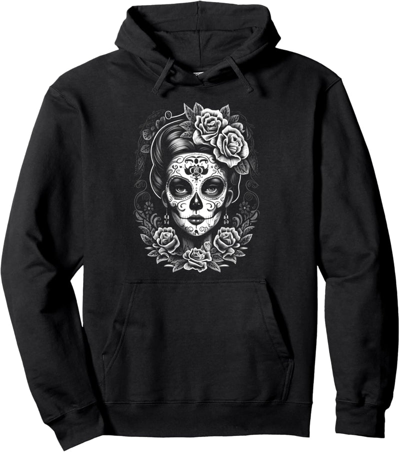 Gothic Style Beauty Catrina Sugar Skull Skelett Dame Pullover Hoodie