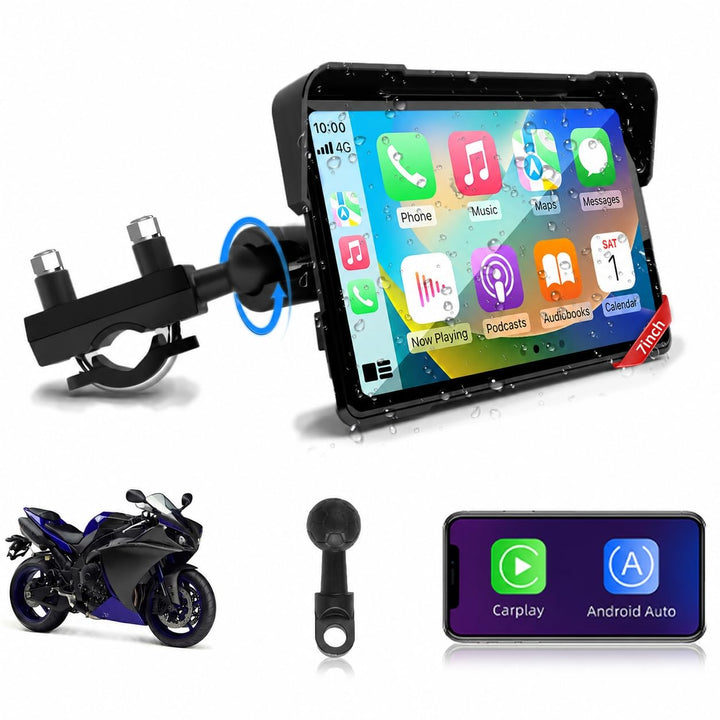 2026 Jansite 7 Zoll Motorrad Carplay Android Auto, 2,5D IPS Motorrad Display IP67 Wasserdichter Navi