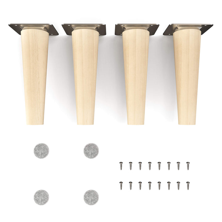 Sossai Möbelfüsse aus Naturholz Buche unbehandelt, Clif Round HMF1, 15 cm hoch, rund, gerade Ausführ