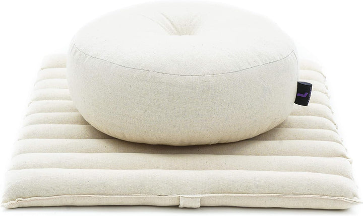 Leewadee Meditationsset Yogaset aus Meditationskissen Zafu und Kleiner rollbarer Sitzmatte Zabuton Ö