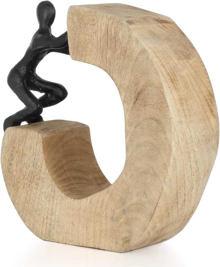 Moritz Skulptur I Wir räumen den Weg frei I 18,5 x 6 x 19 cm I Holzdeko I Skulpturen Deko I Modern I