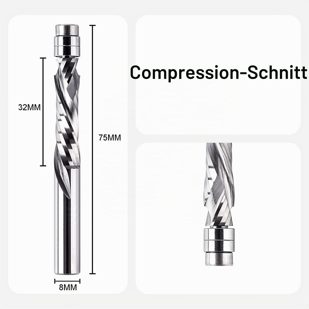 SpeTool Bündigfräser 8mm Schaft Up&amp;Down Kopierfräser für Oberfräse Kompressions 32mm Schnittlänge Ex