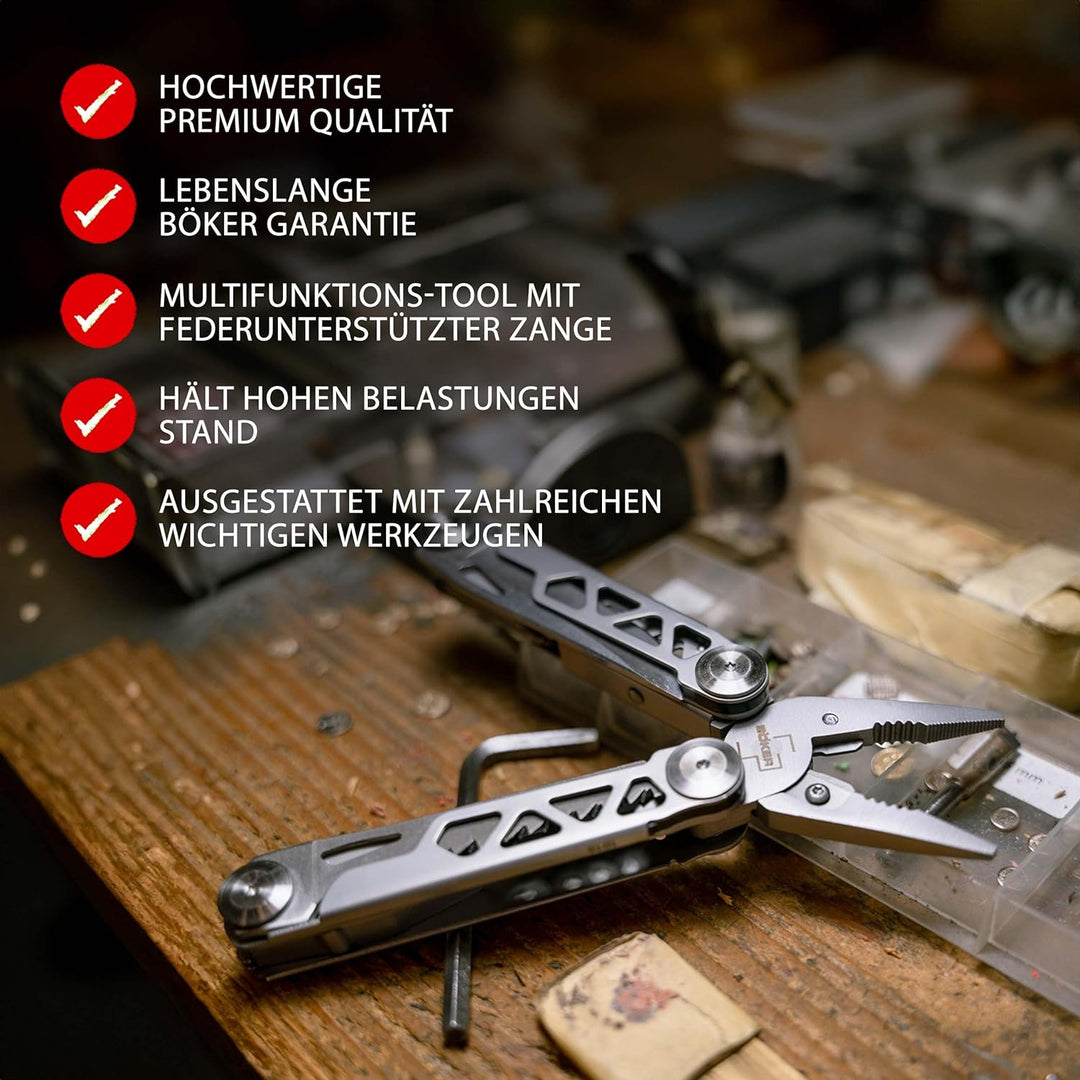 BÖKER PLUS® Specialist Pro - EDC Muti-Tool mit Clip & Gürtel-Tasche - Edelstahl Multifunktions-Werkz