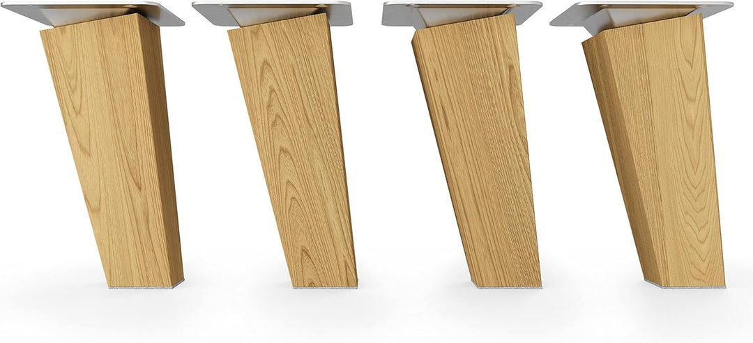 sossai® Holz-Tischbeine - Clif Square | Öl-Finish | Höhe: 12 cm | HMF4 | eckig, konisch (schräge Aus