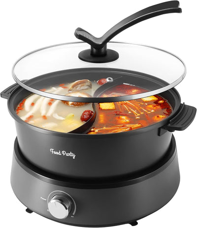 Food Party Hot Pot Elektrisch 4L Aktualisiert Hotpot Topf Doppelseitig Trennbarer Kochtopf 220V 1350