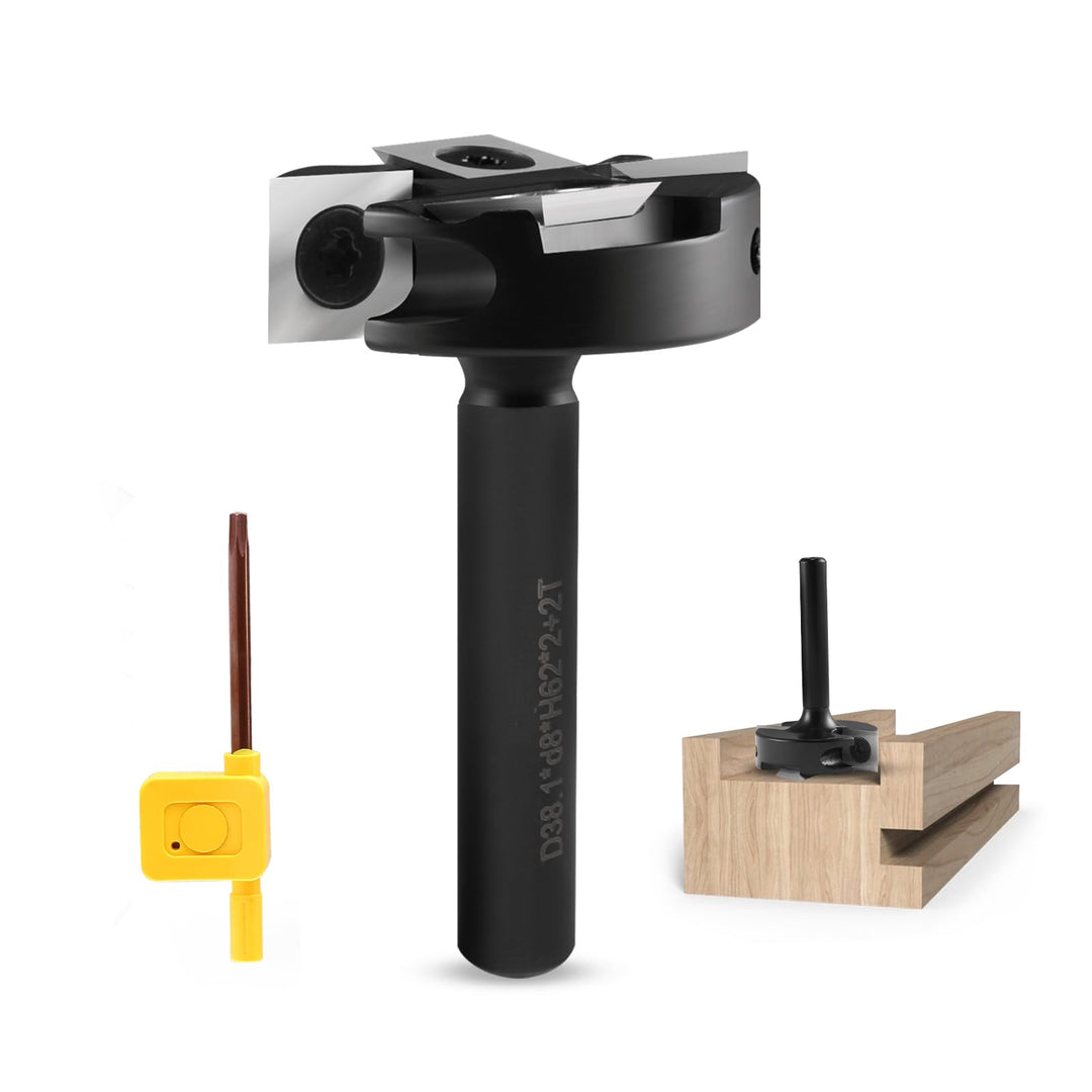Trvoxviq Planfräser 8mm Schaft 2+2 Flöten, 38.1mm Durchmesser Hobelfräser für Oberfräse mit Wendepla