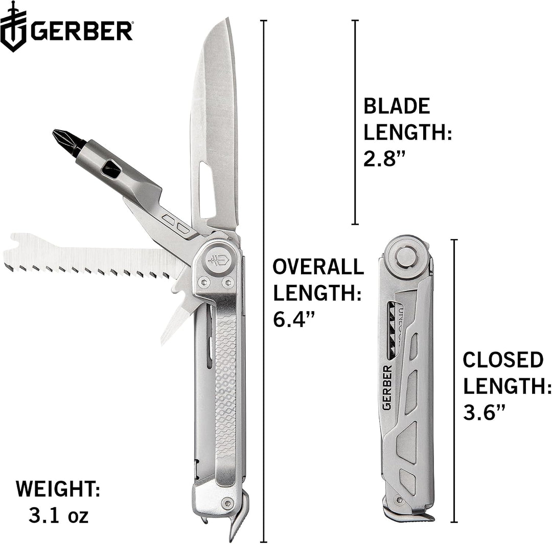 Gerber Gear Armbar Trade 8-in-1-Multifunktionswerkzeug – 6,3 cm Glatte Klinge, Brechstange, Hammer –