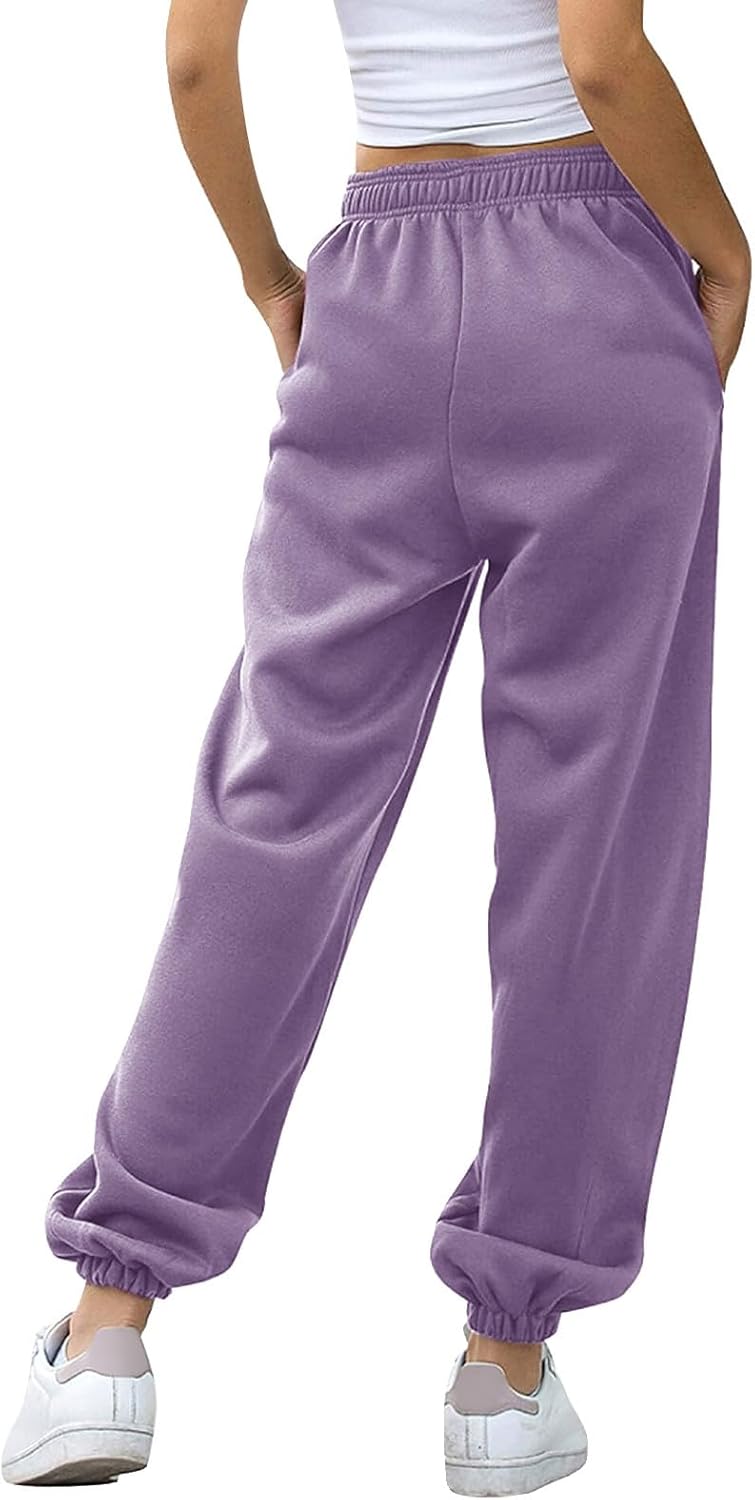 Generisch 2025 Jogginghose Damen Fitness Jogginghose mit Kordelzug Taschen Lässige lockere mit elast