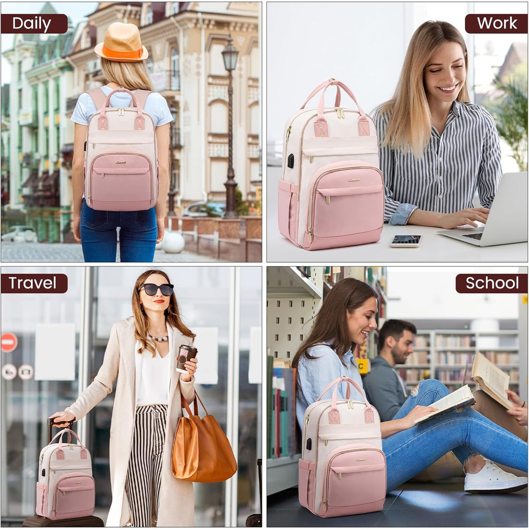 LOVEVOOK Rucksack Damen Laptop Rucksack 15.6 Zoll Schulrucksack Mädchen Teenager Wasserdicht Schulta