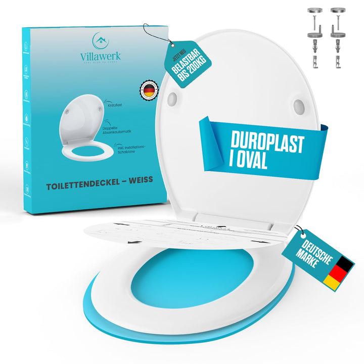 Toilettendeckel mit Absenkautomatik – geprüft von der DEKRA – kratzfest, Soft-Touch, 200kg belastbar