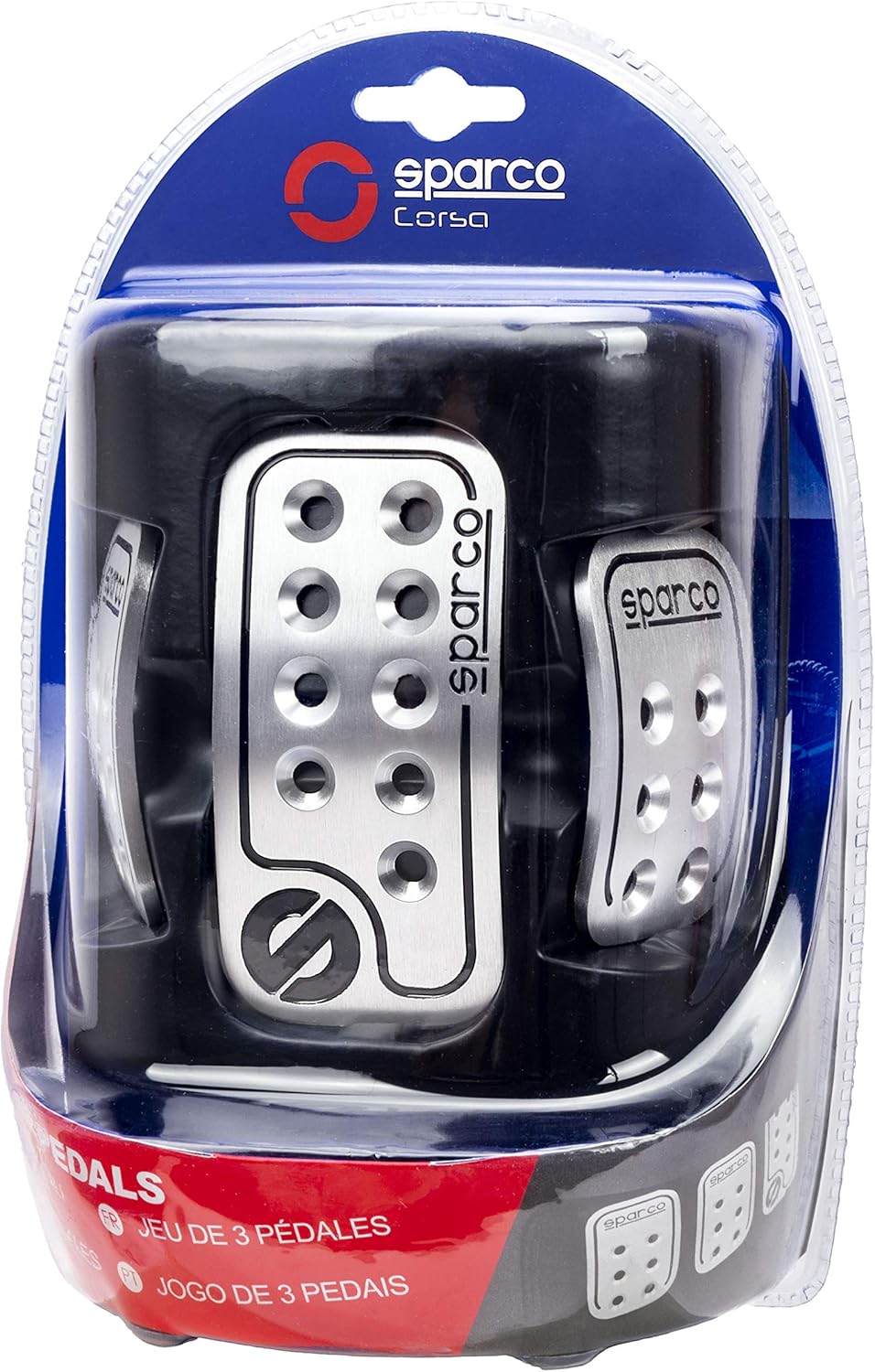 Walser 16959 Pedalset Sparco Racing 3 - teilig 150 ml, Chrom Aluminium Single, Aluminium Single