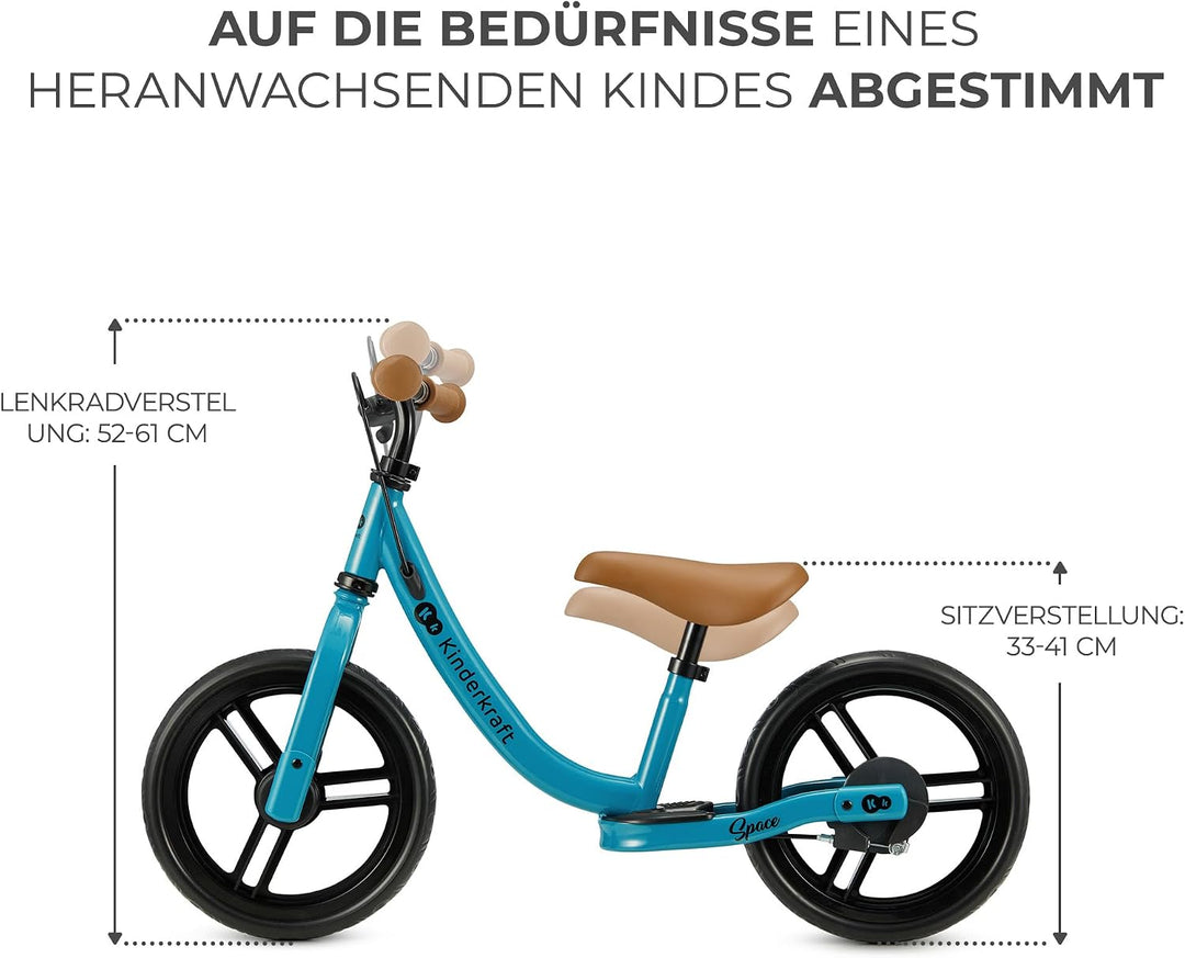 Kinderkraft SPACE2 Laufrad, Lernlaufrad, Kinderlaufrad, Höhenverstellbarer Sattel, 12 Zoll Räder, Me