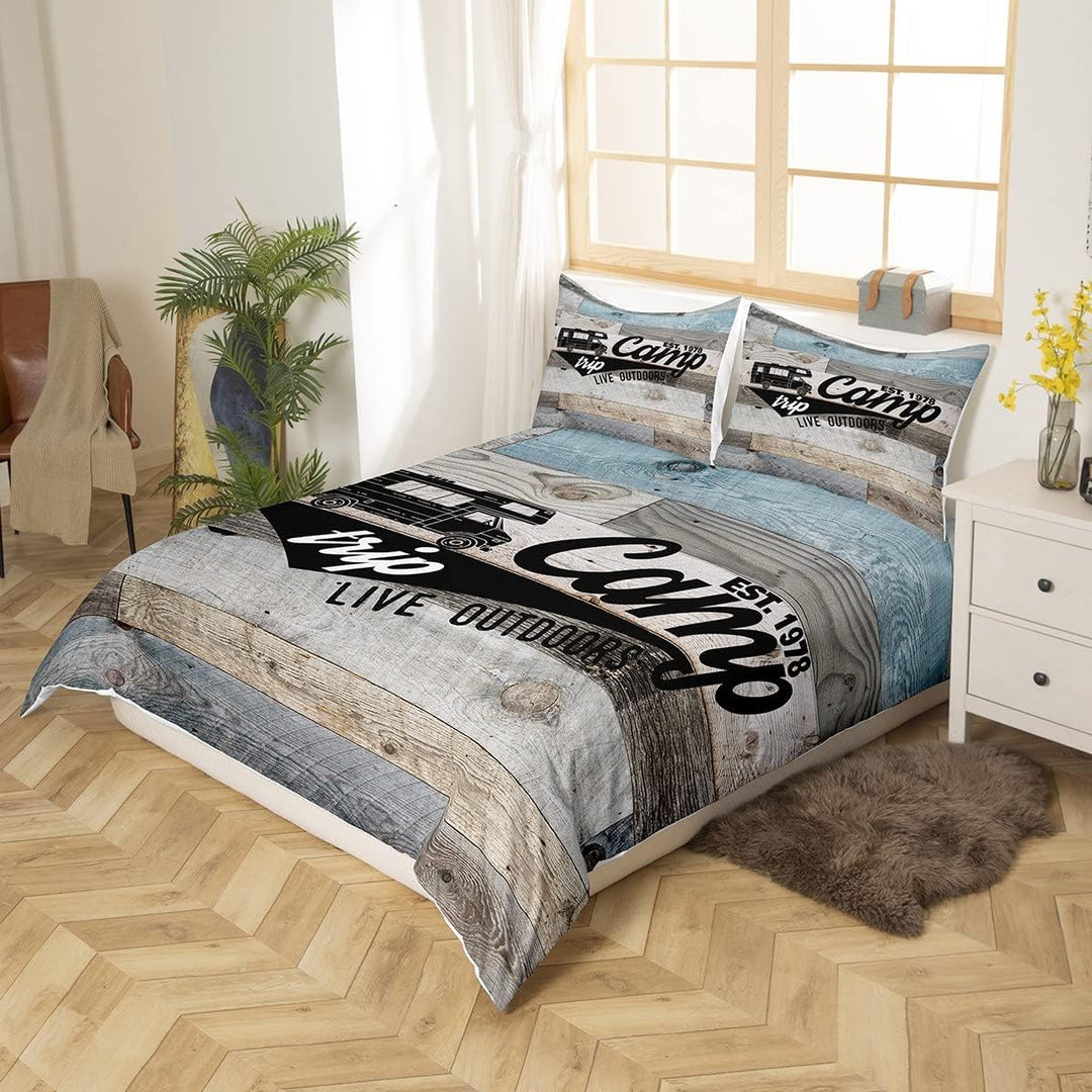 Homewish Camper Bedding Teens Vintage Rustikaler Bauernhaus Bettbezug für Erwachsene Jungen Männer g