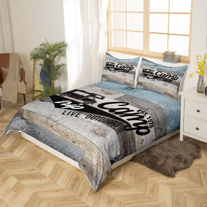 Homewish Camper Bedding Teens Vintage Rustikaler Bauernhaus Bettbezug für Erwachsene Jungen Männer g