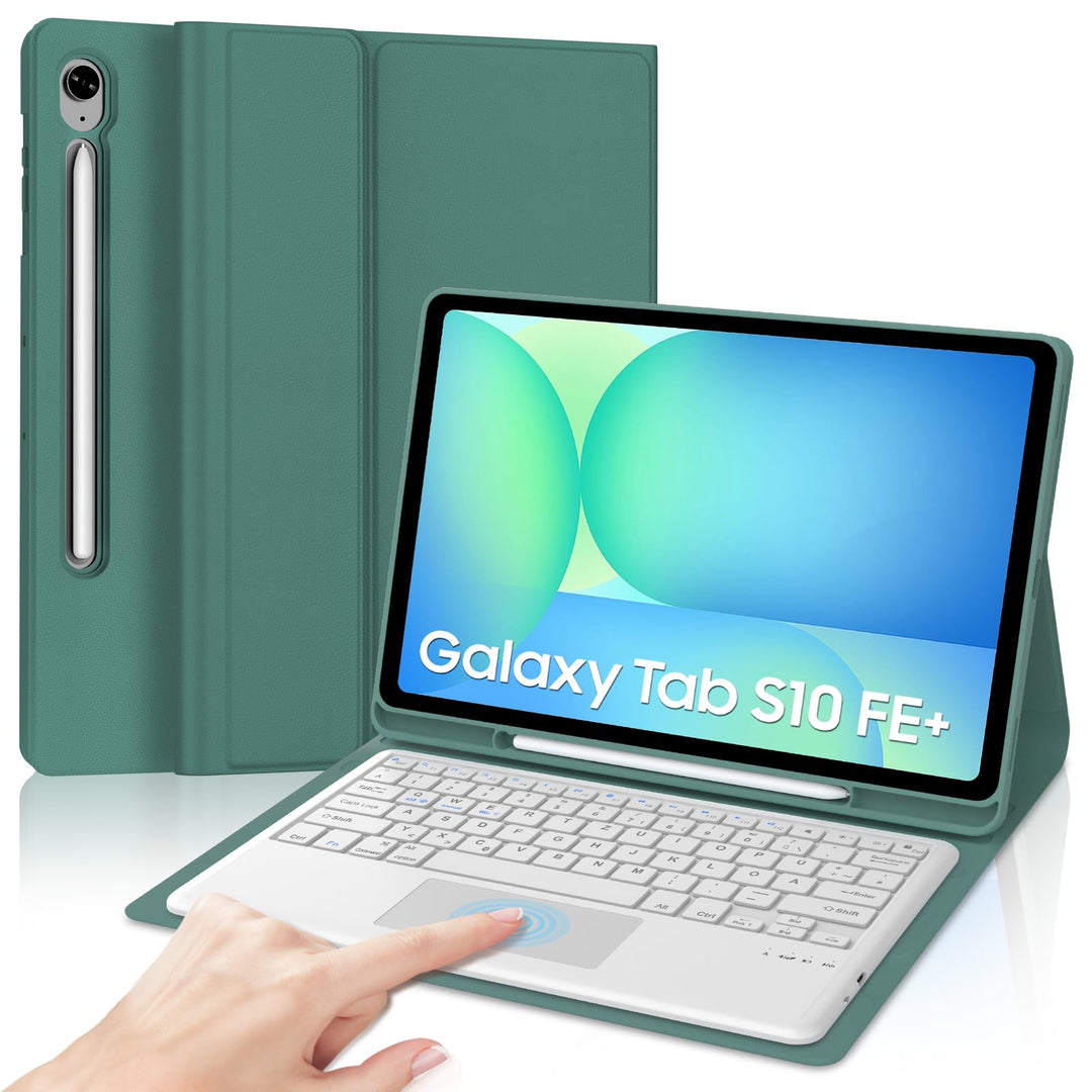 IVEOPPE Hülle mit Tastatur für Samsung Galaxy Tab S10 FE+ 13.1 Zoll Con Touchpad, Deutsches QWERTZ-L