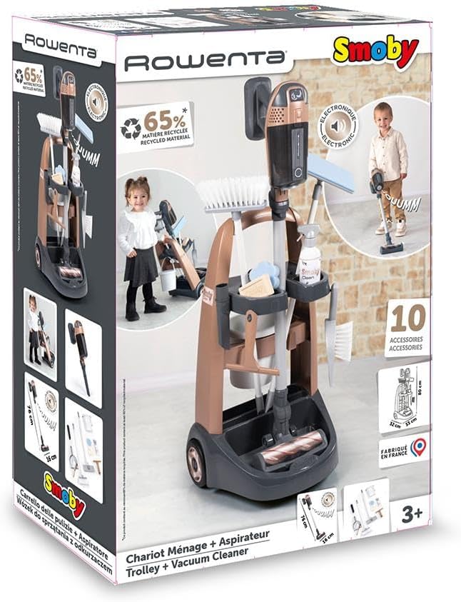 Smoby Spielzeug Putzwagen mit Handstaubsauger und Zubehör.