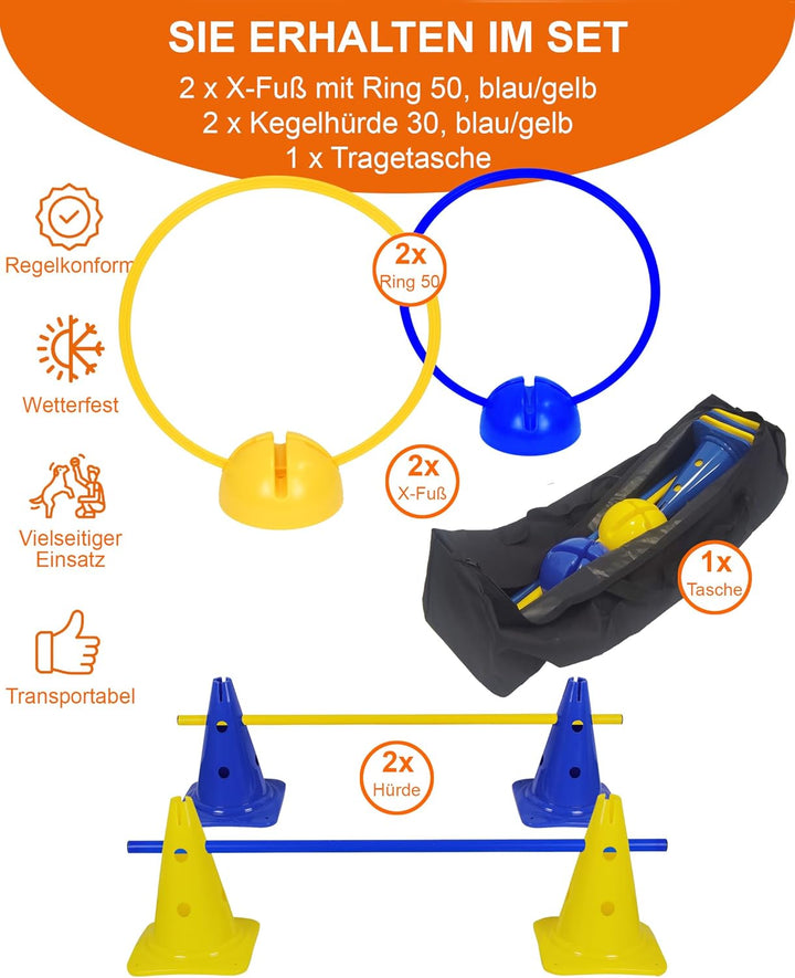 Agility Set für kleine Hunde & Welpen – Trainingsset mit Reifen, Hürden, X-Fuss & Tasche – ideal für