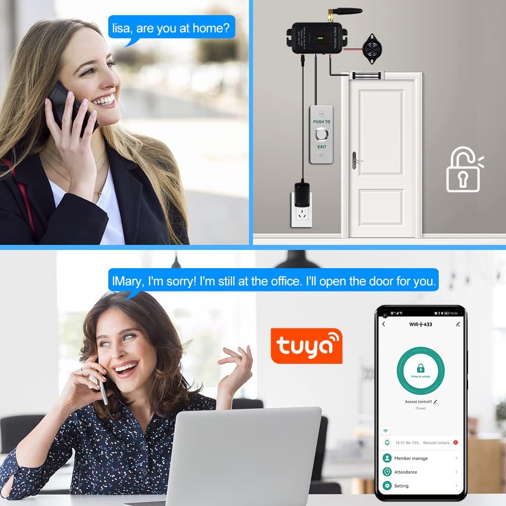 QTTYELOK WiFi Tuya APP Access Control System Kit Wireless Fernbedienung Entriegeln Tor Türöffner + 1