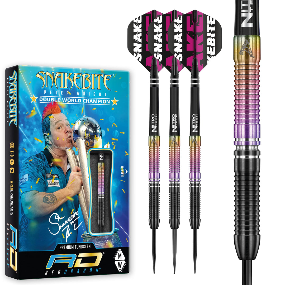 RED DRAGON Snakebite Weltmeister 2020 Auflage Wolframpfeile Einschliesslich Flüge und Stiele 23.0 Gr