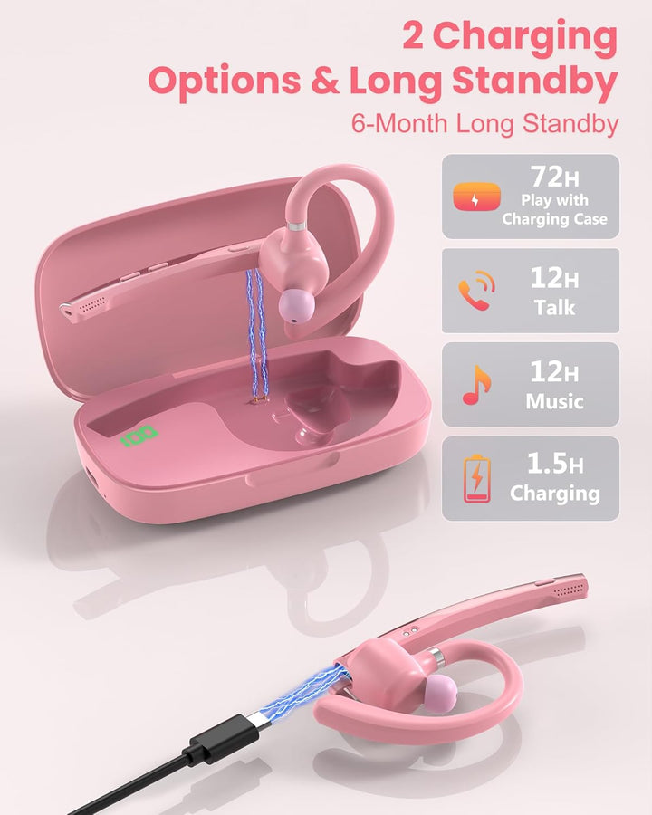 New Bee Bluetooth Headset mit 72h Spielzeit Bluetooth V5.1 Freisprech Headset Handy mit LED Ladecase