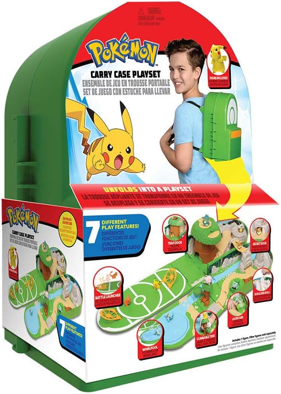 Pokémon PKW0029 - Tragbares Spielset - Rucksack, offizielle zusammenklappbare Spielwelt mit Pikachu