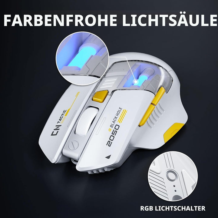 INPHIC A9 Explorer Bluetooth-Maus, Dual-Mode Bluetooth 5.0/2.4G, 2400 DPI, sichtbare Batterieanzeige