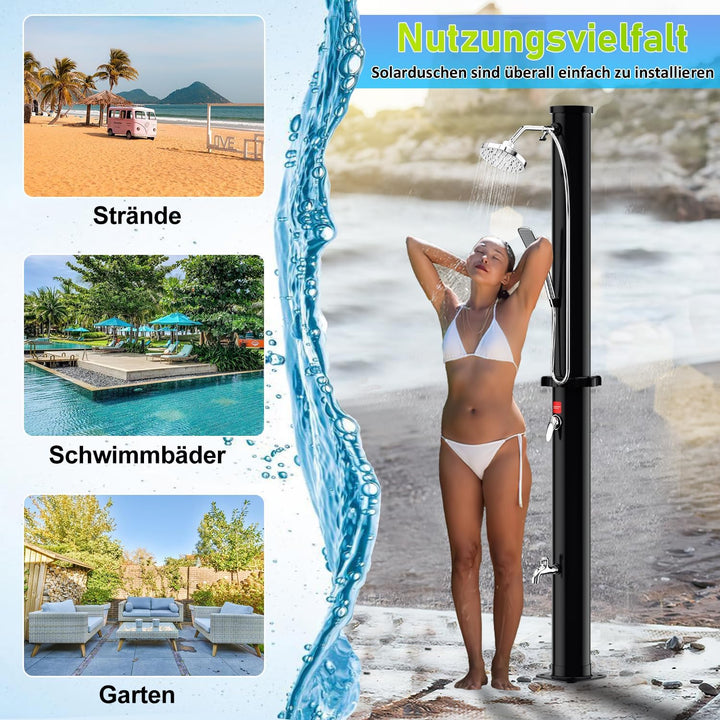SWANEW solardusche 20 Liter Solar-Gartendusche - energiesparend, schwenkbarer Duschkopf um 180°, int