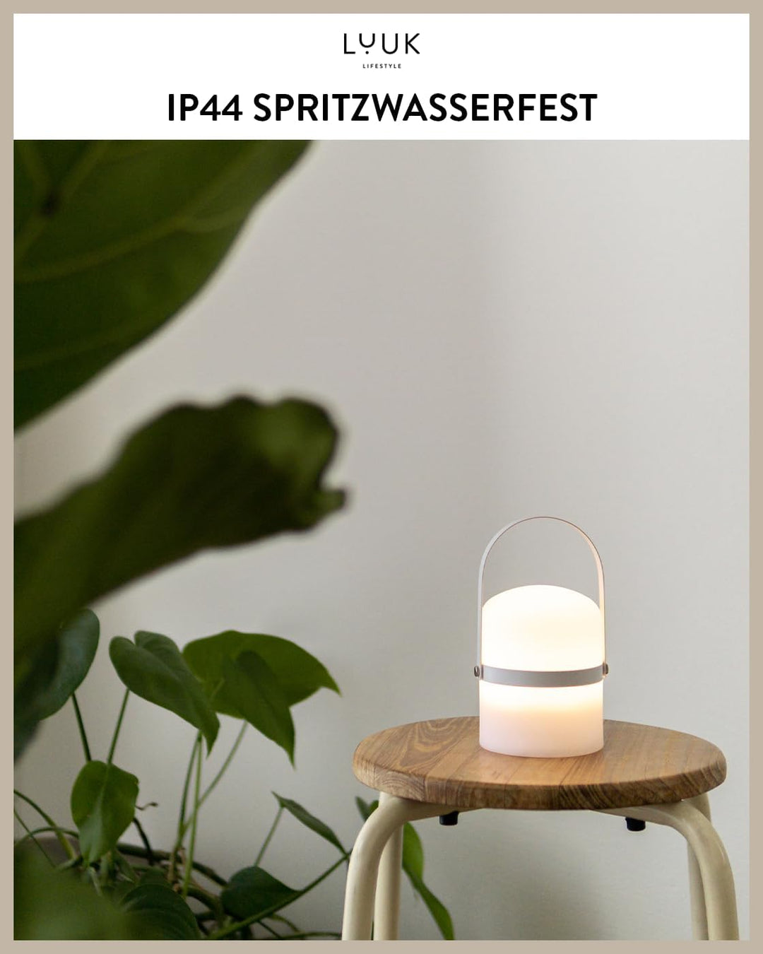 LUUK LIFESTYLE Moderne LED Laterne für Indoor und Outdoor, Deko Tischleuchte, kabellos und mobil mit