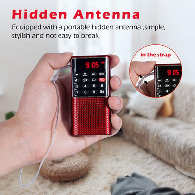 PRUNUS J-328 Taschenradio FM/UKW, Digital Radio Klein mit Rekorder, Kofferradio Mini Radio mit Akku