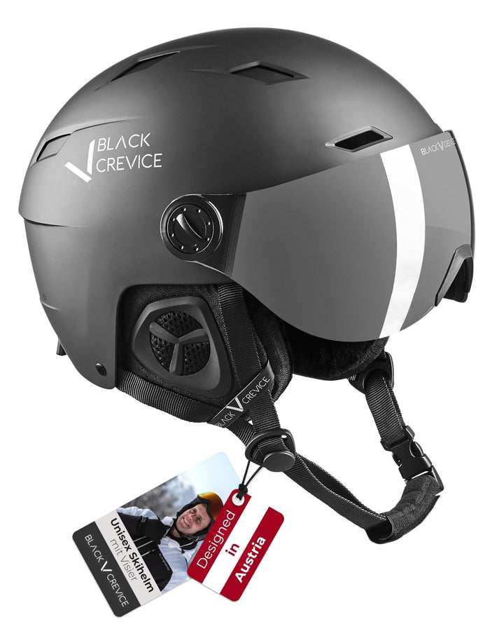 BLACK CREVICE Skihelm mit Visier Kirchberg I Atmungsaktiver Skihelm Herren & Damen mit Lüftungsöffnu