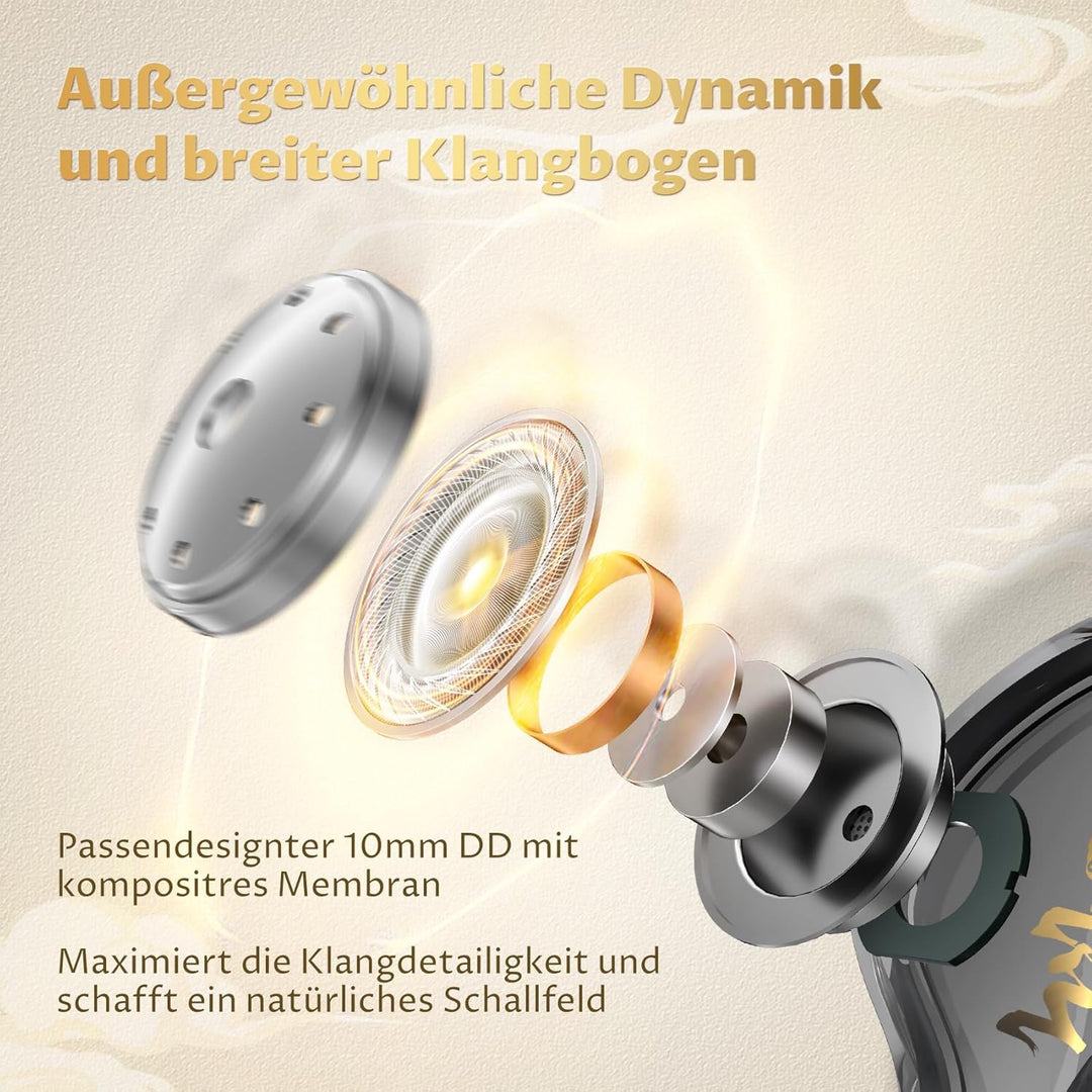 Yinyoo KBEAR MONKIE K01 Kabelgebundene Gaming Ohrhörer, 1DD Leichter Gaming-In-Ear-Monitor mit 3,5-m