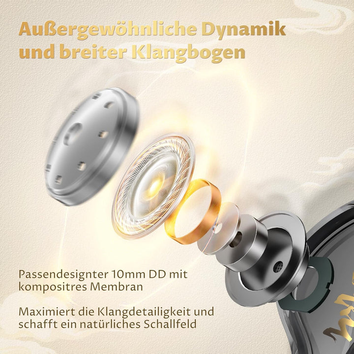 Yinyoo KBEAR MONKIE K01 Kabelgebundene Gaming Ohrhörer, 1DD Leichter Gaming-In-Ear-Monitor mit 3,5-m