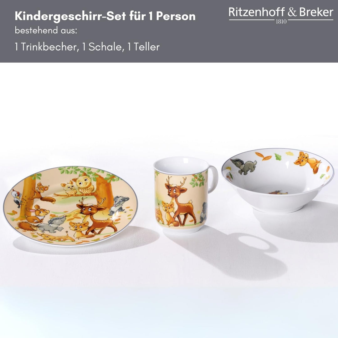 Ritzenhoff & Breker Kindergeschirr-Set Waldtiere, 3-teilig