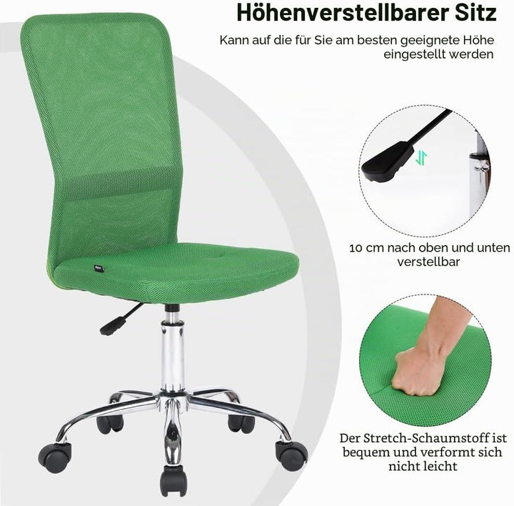 Mingone Bürostuhl Ergonomisch Schreibtischstuhl aus Mesh Höhenverstellbarer Drehstuhl 360° Drehbarer