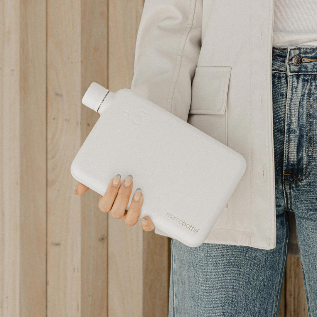 memobottle - EDELSTAHL (WEISS) | Robust, Auslaufsicher, Premium Trinkflasche | BPA-frei | Ideal für