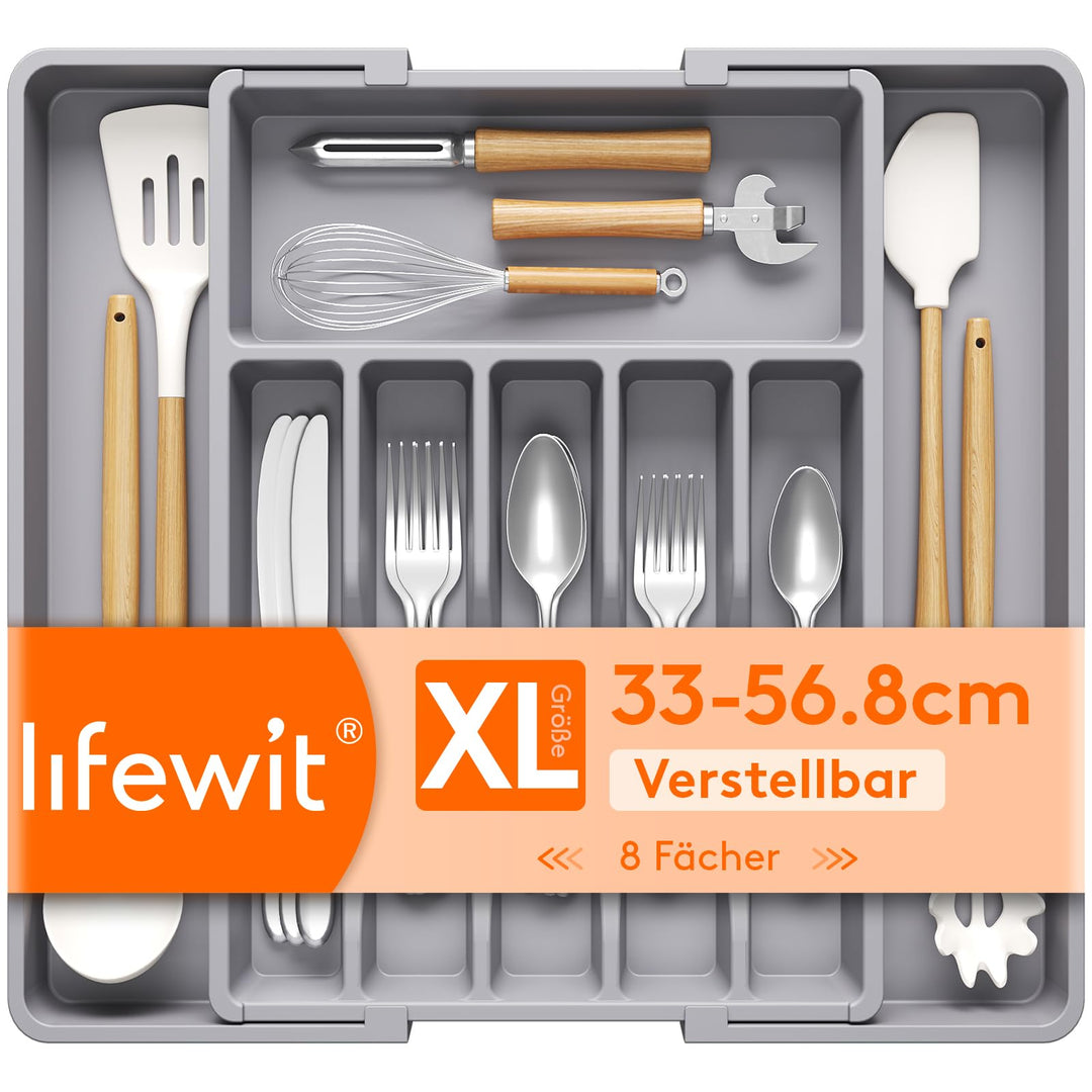 Lifewit Besteckkasten für Schubladen, Verstellbarer küchenutensilienhalter Tiefe 42,4 cm, Grosser Kü