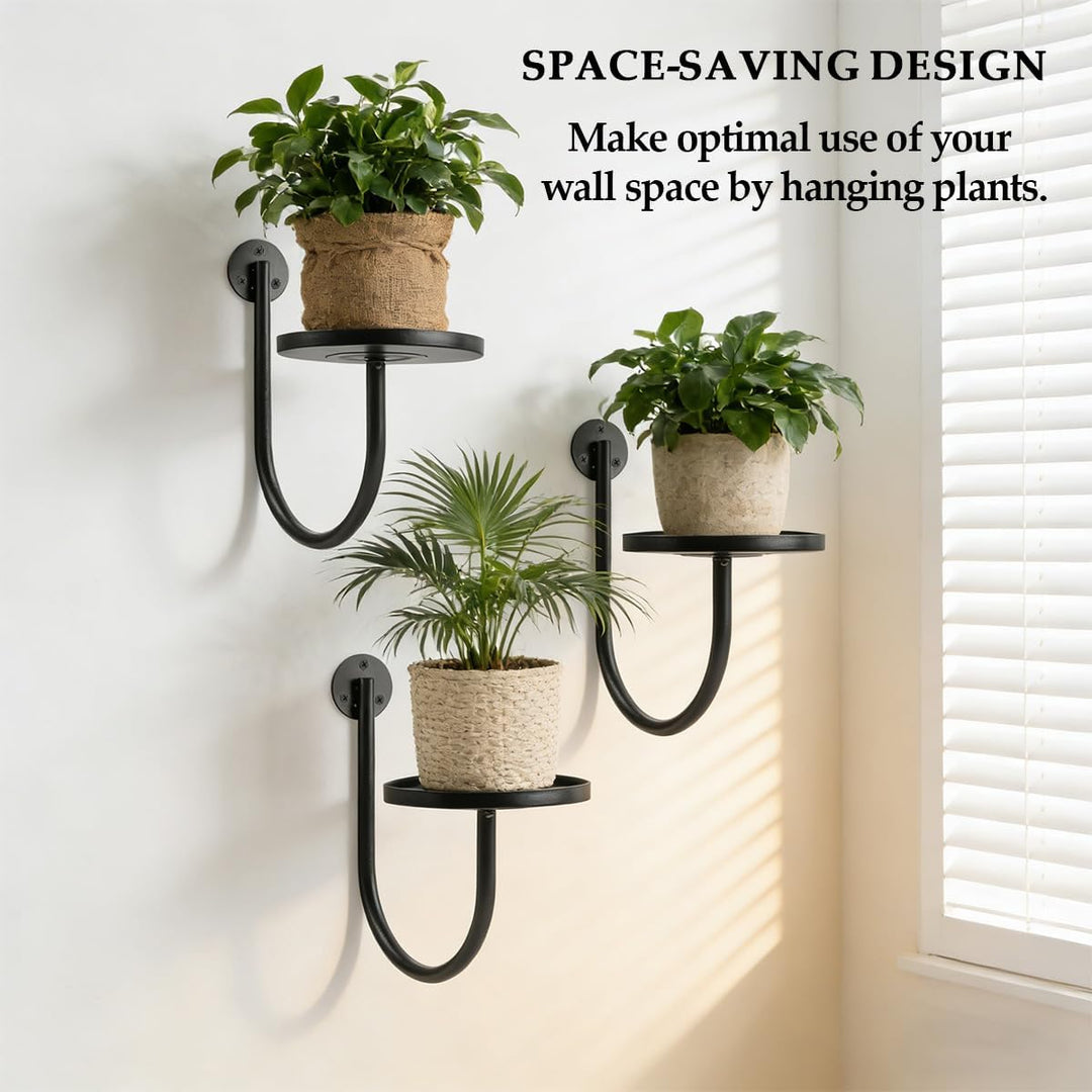Blumenständer Wandmontage,Blumenständer Metall Schwarz, 3er Set U-Form Pflanzenregal, Pflanzenstände