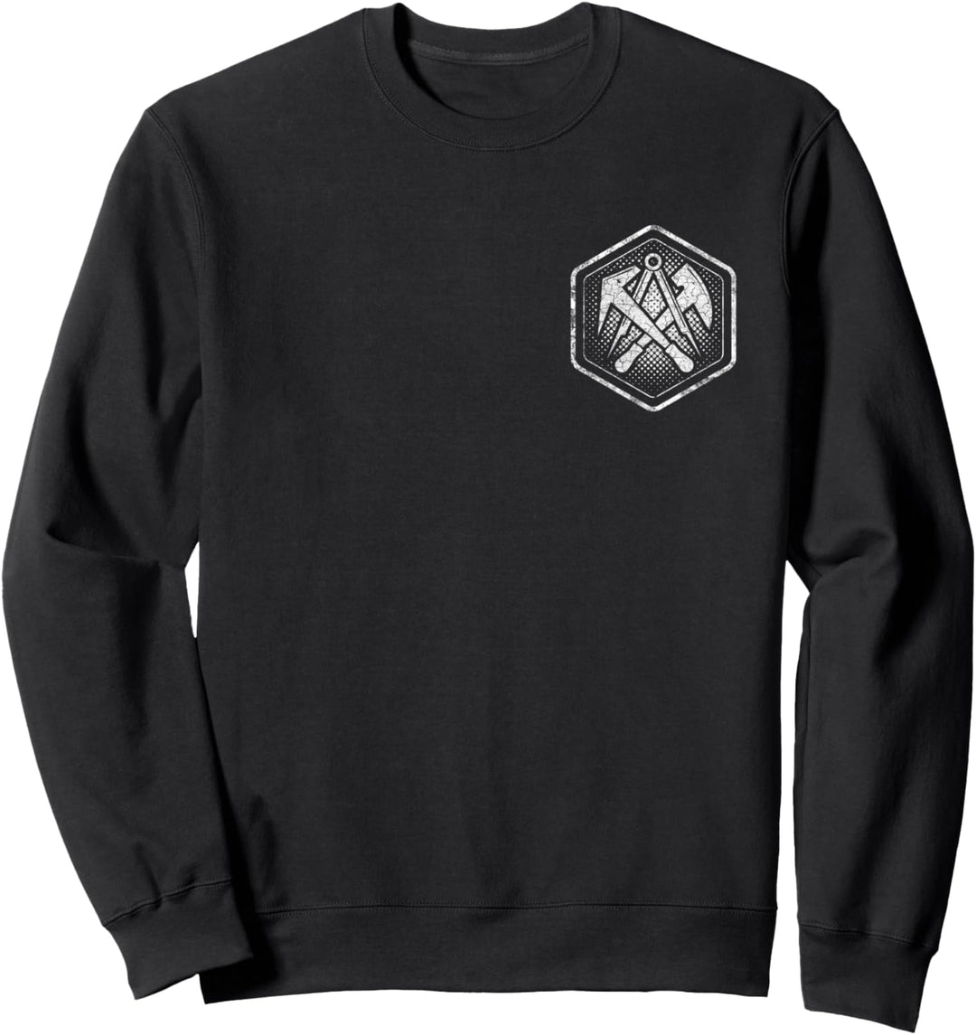 Dachdecker Zunftzeichen als sechseckiges Logo auf Brust Sweatshirt