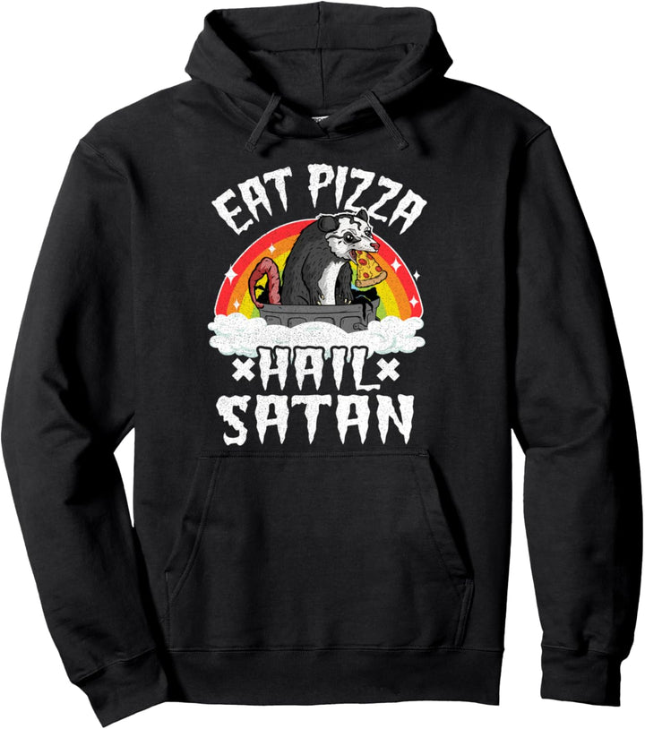 Pizza Hail Satan Opossum Regenbogen Kinder Heavy Metal Pullover Hoodie