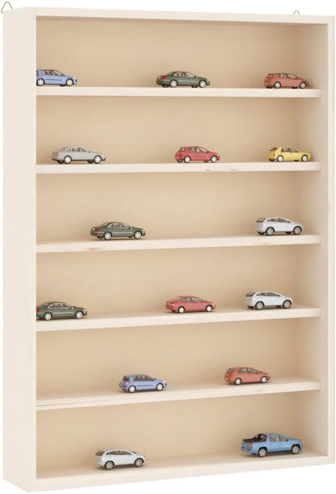vidaXL Sammlervitrine aus Holz mit 6 Regalen, Wandvitrine für Wohnzimmer Esszimmer Schlafzimmer, Wan
