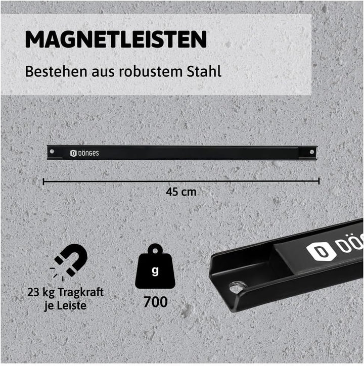 Dönges Magnetleiste 6er Set - Werkzeughalter Wand | 46cm aus Stahl | 23kg Tragkraft | Magnetischer W