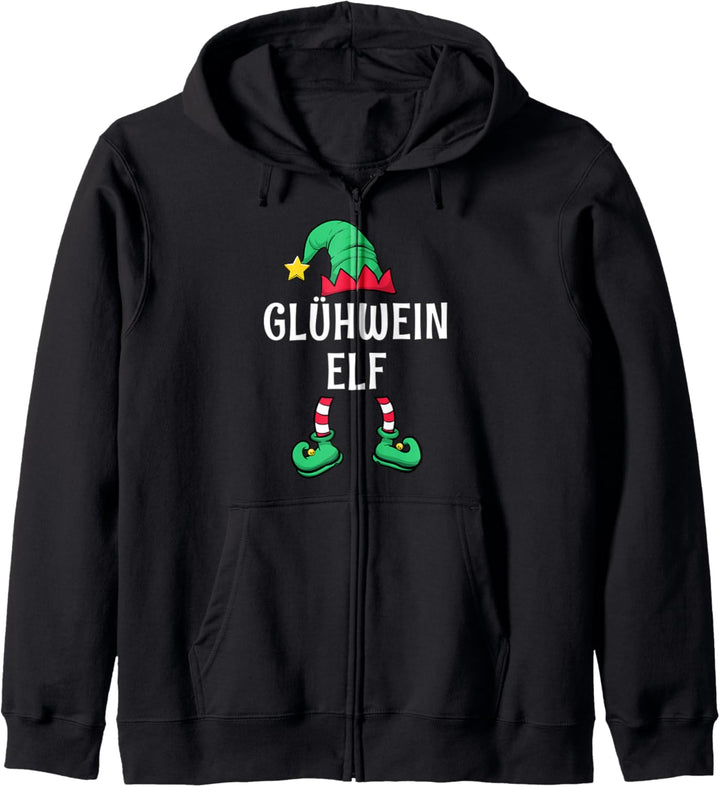 Glühwein Elf Partnerlook Familien Outfit Männer Weihnachten Kapuzenjacke