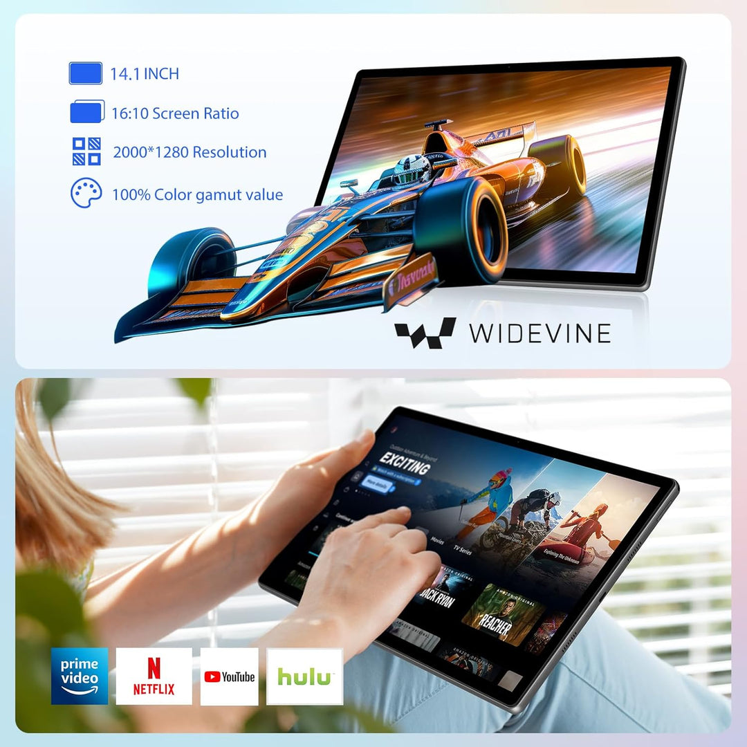 2K Android 15 Tablet 14 Zoll, 36GB RAM, 512GB ROM (2TB Erweiterung), 4G SIM LTE & 5G WiFi, 2000 * 12